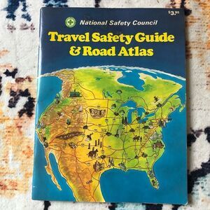 Travel Safety Guide & Road Atlas vintage 1980s map souvenir